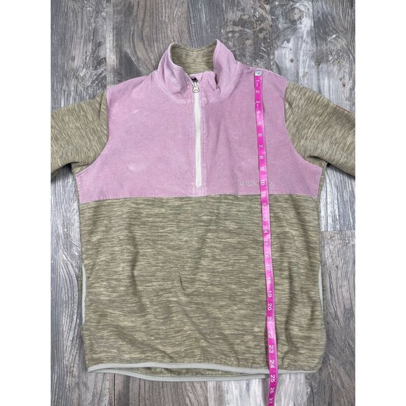 Simply Southern Medium Pink Corduroy and Khaki Fleece 1/4 Zip Pullover Top - Picture 10 of 10